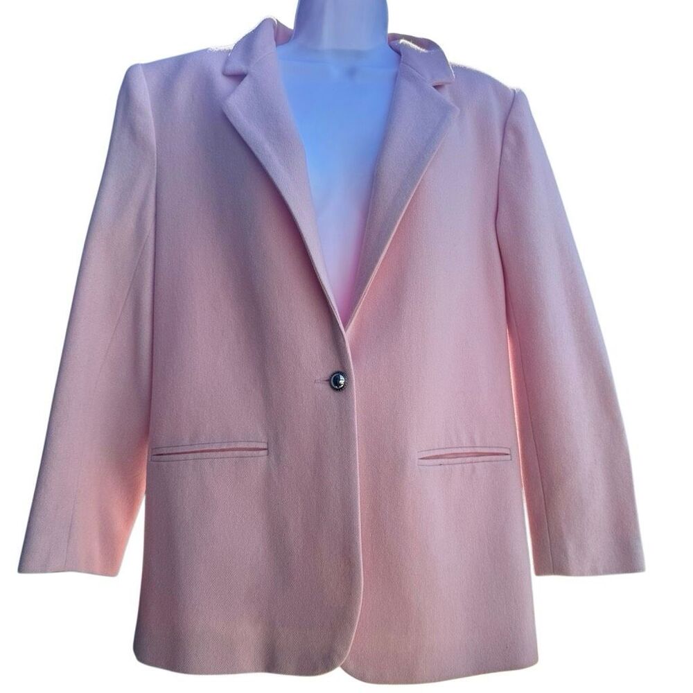 Vintage Y2K Savannah Baby Pink Tailored Blazer Jacket Size 8 One Button Minimali